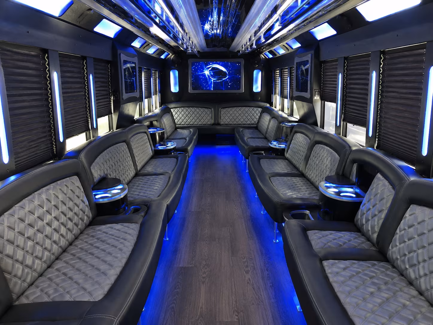 Detroit Private Event Transportation party bus interior